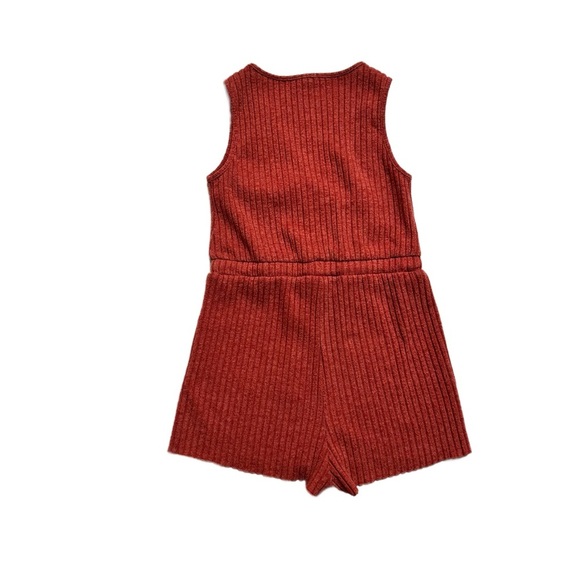 EN CRÈME ~ Rust Colored Sleeveless Ribbed Knit Romper size L - Picture 5 of 7